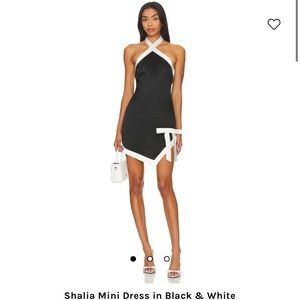 BRAND NEW Lover + Friends Black & White Halter Mini Dress With Bow Detail